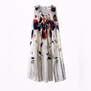 Isabella Sinclair 100% Silk Floral Dress | Sleeveless Pleated A-Line | Size 0